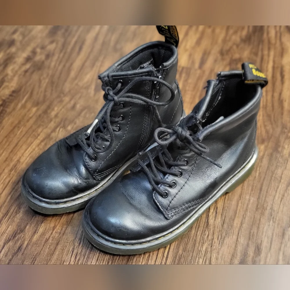 Dr Marten Black Ankle Moto Sole Bouncing Boots Size 13 Neutral Combat Winter